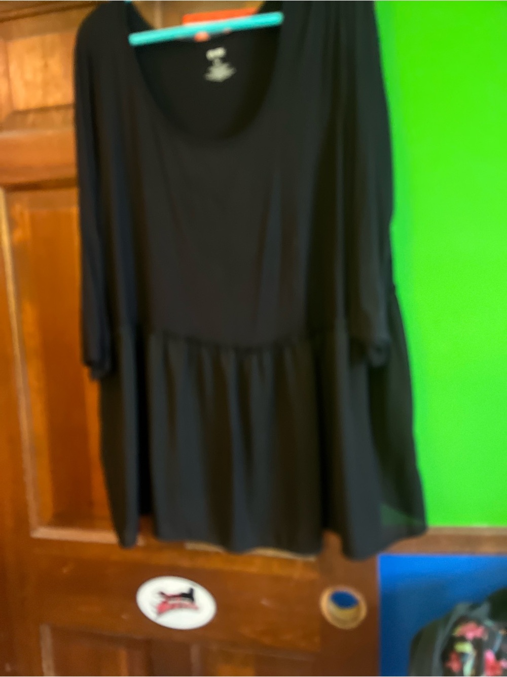 EVRI Black Scoop Neck Peplum Tunic